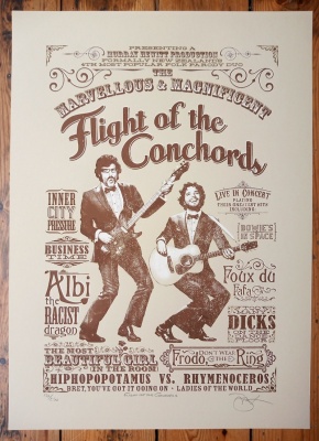 ''Flight of the Conchords'' screenprint by Barry Bulsara