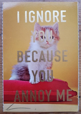 ''I ignore you... 4'' vintage postcard with gold leaf by Dave Buonaguidi