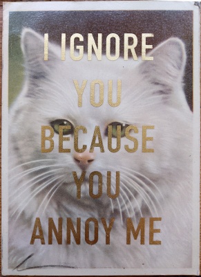 ''I ignore you... 5'' vintage postcard with gold leaf by Dave Buonaguidi