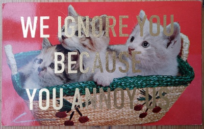 ''I ignore you... 11'' vintage postcard with gold leaf by Dave Buonaguidi