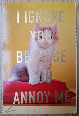 ''I ignore you... 13'' vintage postcard with gold leaf by Dave Buonaguidi