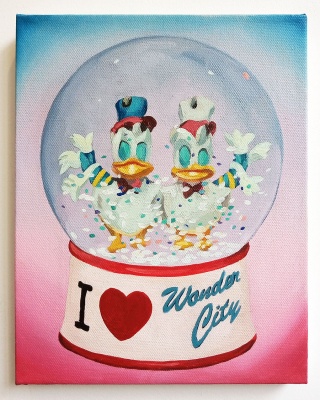 ''I heart Wonder City'' original painting by Kimberley Bright