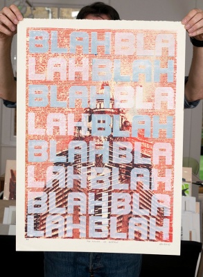 ''The Tower of Babble'' screenprint by Leo Boyd