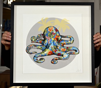 ''Hawaiian Octopus Blue'' giclee print by Rosco Brittin
