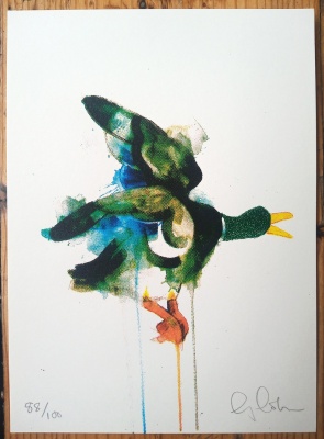 ''Mini Flying Duck'' small screenprint by Gavin Dobson