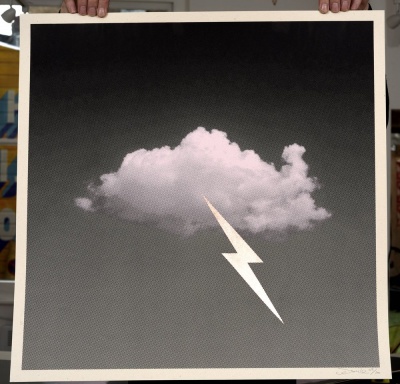 ''Little Fucking Cloud (Gold)'' screenprint by Donk