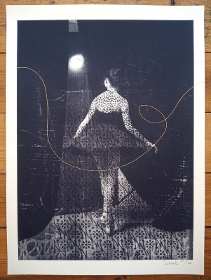 ''Stepping Out'' limited edition screenprint with gold leaf by Donk