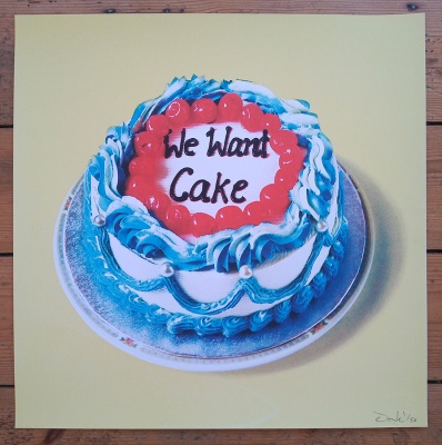 ''We Want Cake'' limited edition cmyk screenprint by Donk