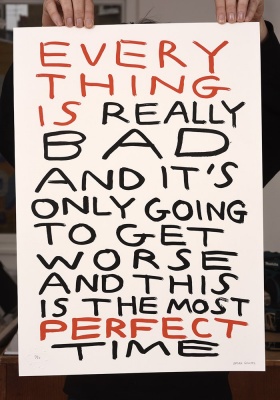 ''Everything is really bad'' screenprint by Babak Ganjei