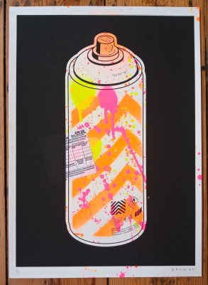 ''Paint it black 2'' screenprint with spraypaint by Grow Up