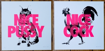 ''Nice Pussy, Nice Cock'' limited edition screenprint pair by GROW UP