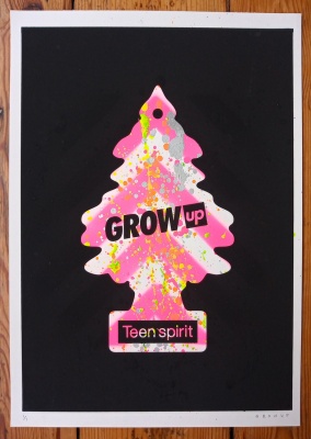 ''Teen Spirit 3'' screenprint with spraypaint by Grow Up