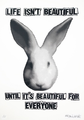 ''Life isn't beautiful...'' limited edition screenprint by Benjamin Irritant