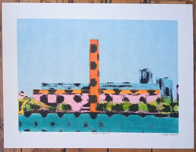 ''Bankside Beauty'' screenprint and monoprint by Clare Johnson