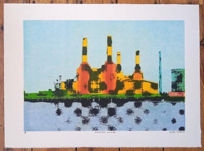 ''Battersea Basilica'' screenprint and monoprint by Clare Johnson