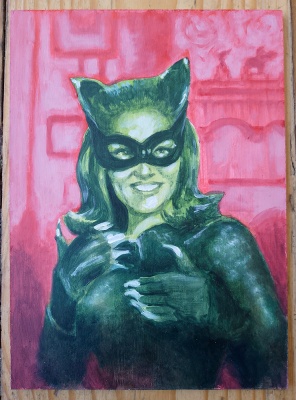 ''Purrfect'' original painting of Catwoman by Sal Jones