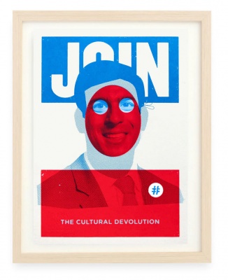 ''Join the Cultural Devolution - Rishi'' screenprint by Heath Kane