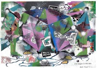 ''Space Station at Horsehead Nebula'' original collaborative artwork by Meldz and KEELERTORNERO