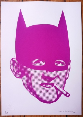 ''Batsmoker - purple'' A3 limited edition screenprint by Mr Edwards