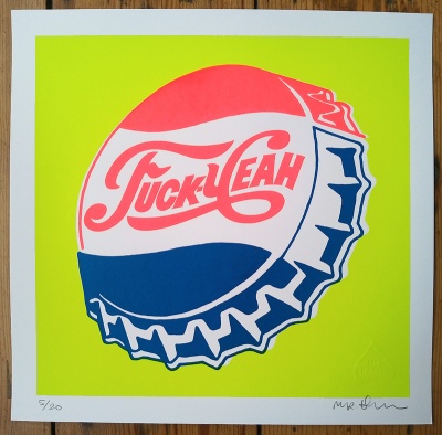 ''Fuck Yeah'' fluoro small screenprint by Mister Edwards