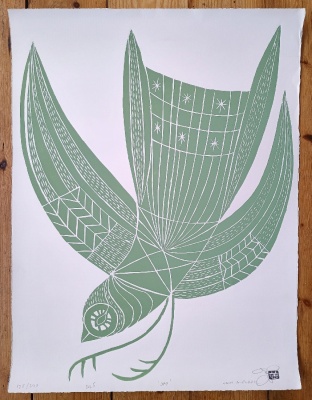 ''Green Jay'' limited edition woodcut print by John Pedder