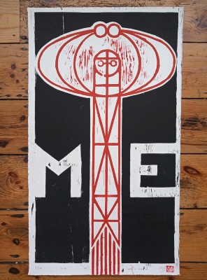 ''Me'' limited edition woodcut print by John Pedder