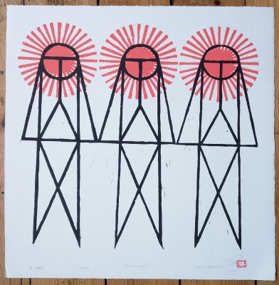 ''Sunheads'' limited edition woodcut print by John Pedder