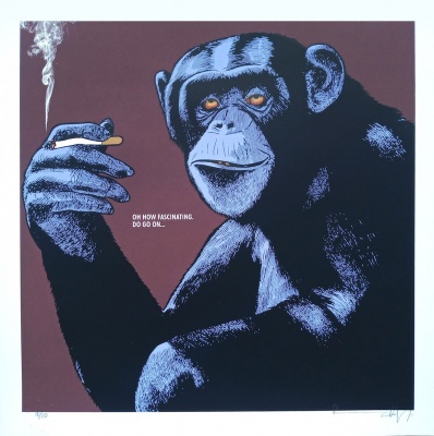 ''Eyeroll Chimpanzee - Brown'' limited edition screenprint by Richard Pendry