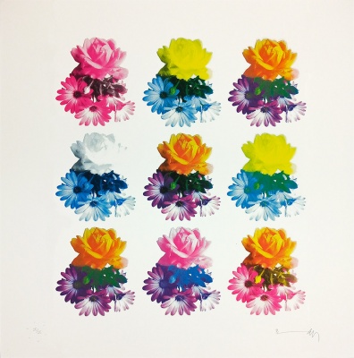 CMYK Flower Bouquet limited edition screenprint by Richard Pendry