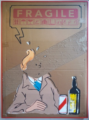 ''Fragile Tintin'' original painting by Carl Stimpson