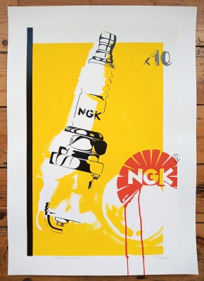 ''NGK (Misprint Mark 1)'' limited edition screenprint by Carl Stimpson