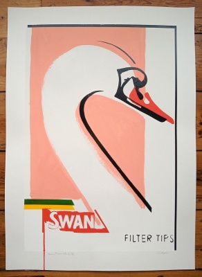 Swan Misprint (Pink) screenprint by Carl Stimpson