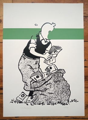 Tintin (Green Stripe) limited edition screenprint by Carl Stimpson