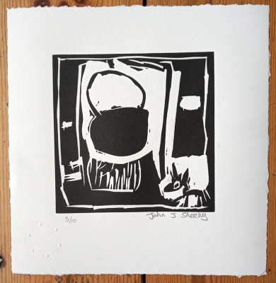 ''Cooking Pot'' limited edition linocut print by John J Sheehy