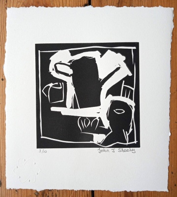 ''Kettle'' limited edition linocut print by John J Sheehy