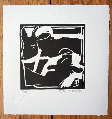 ''Mother and Child'' limited edition linocut print by John J Sheehy