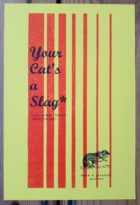 ''Feline Observations (small)'' limited edition letterpress print by David Vassie
