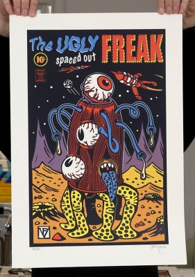 ''The Ugly Spaced Out Freak'' screenprint by Frederic Voisin