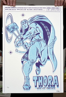 ''Thora, God of Fashion'' screenprint by Villain