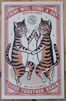 ''Together again'' cat screenprint by Ravi Zupa