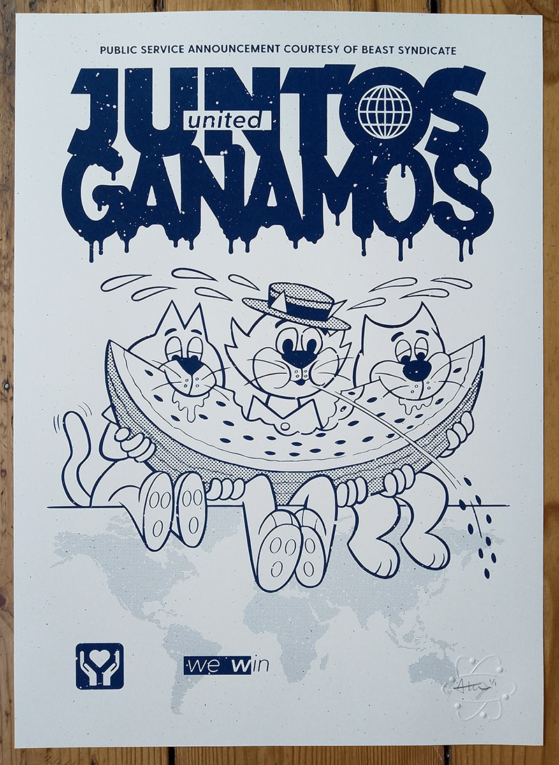 ''Juntos Ganamos (We win together)'' limited edition screenprint by BEAST