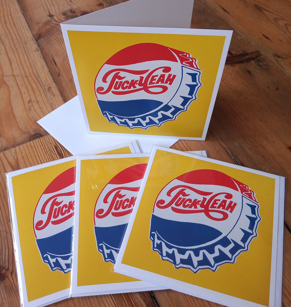 Pack of four ''Fuck Yeah'' greetings cards