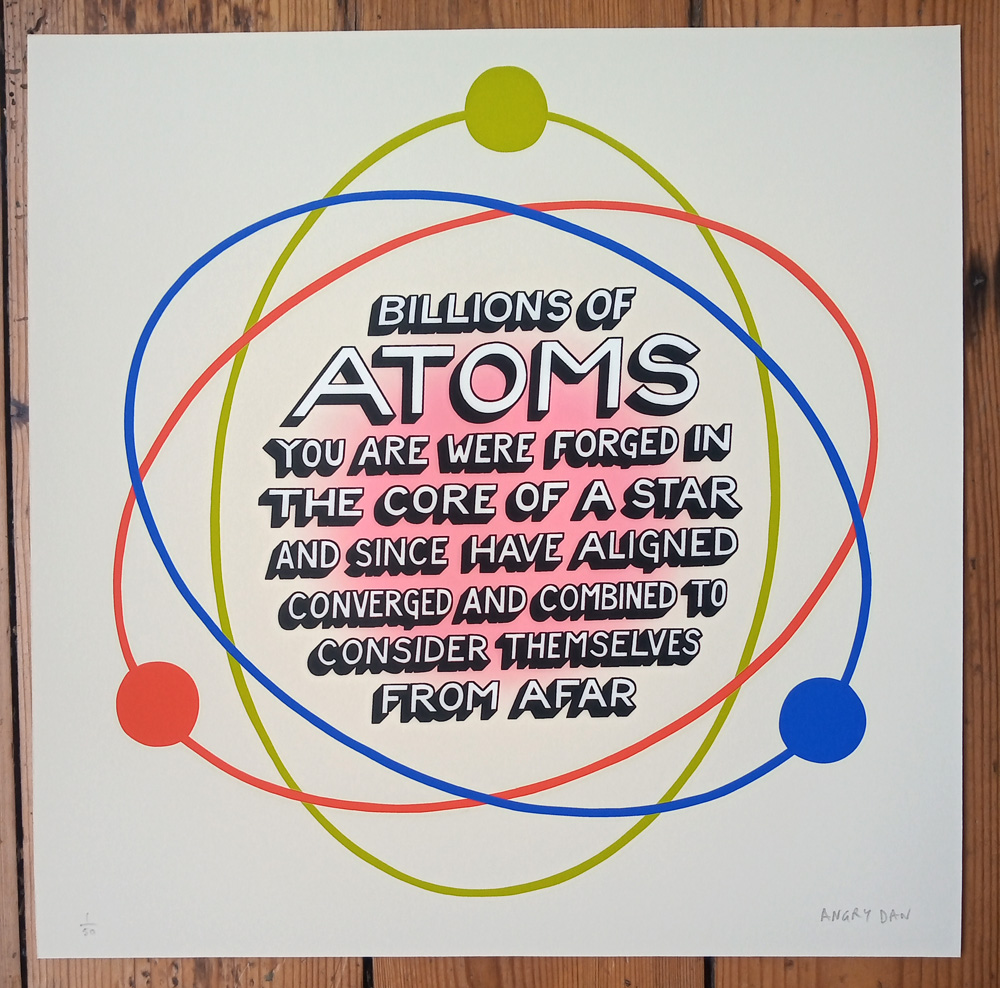 ''Billions of Atoms'' glow in the dark print by Angry Dan