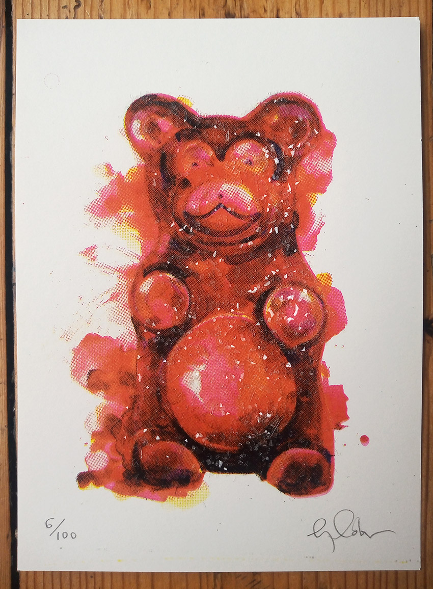 ''Mini Gummy Bear'' small screenprint by Gavin Dobson
