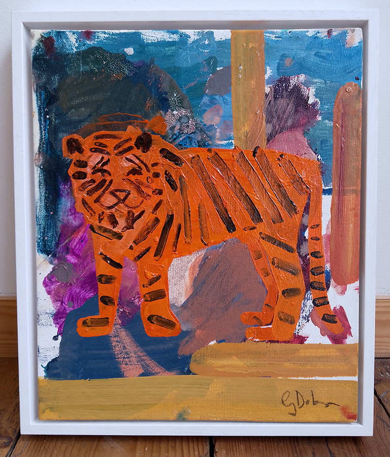 ''Smiling Tiger'' original painting by Gavin Dobson