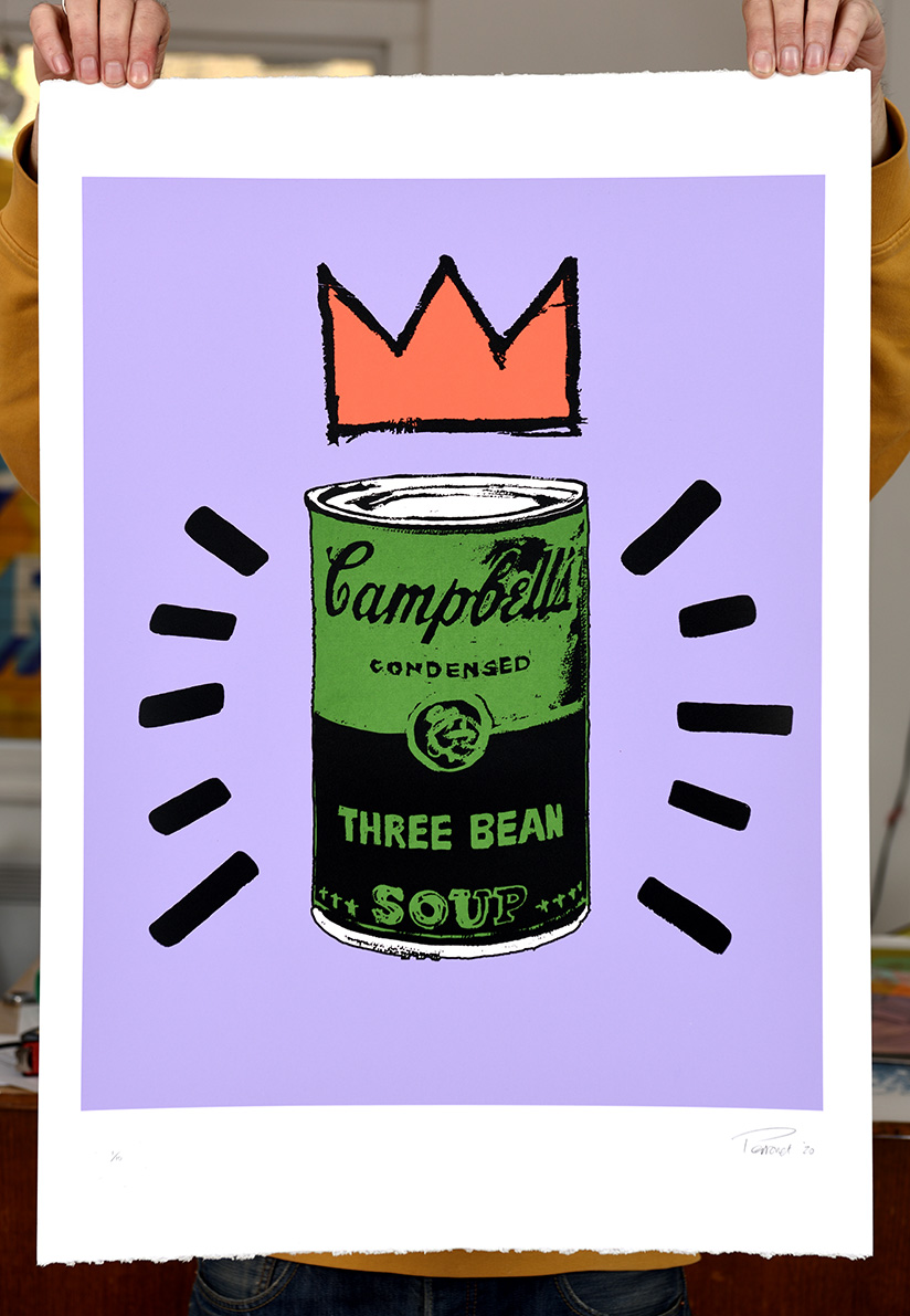 ''Three Bean Soup - lilac'' limited edition screenprint by Mark Perronet