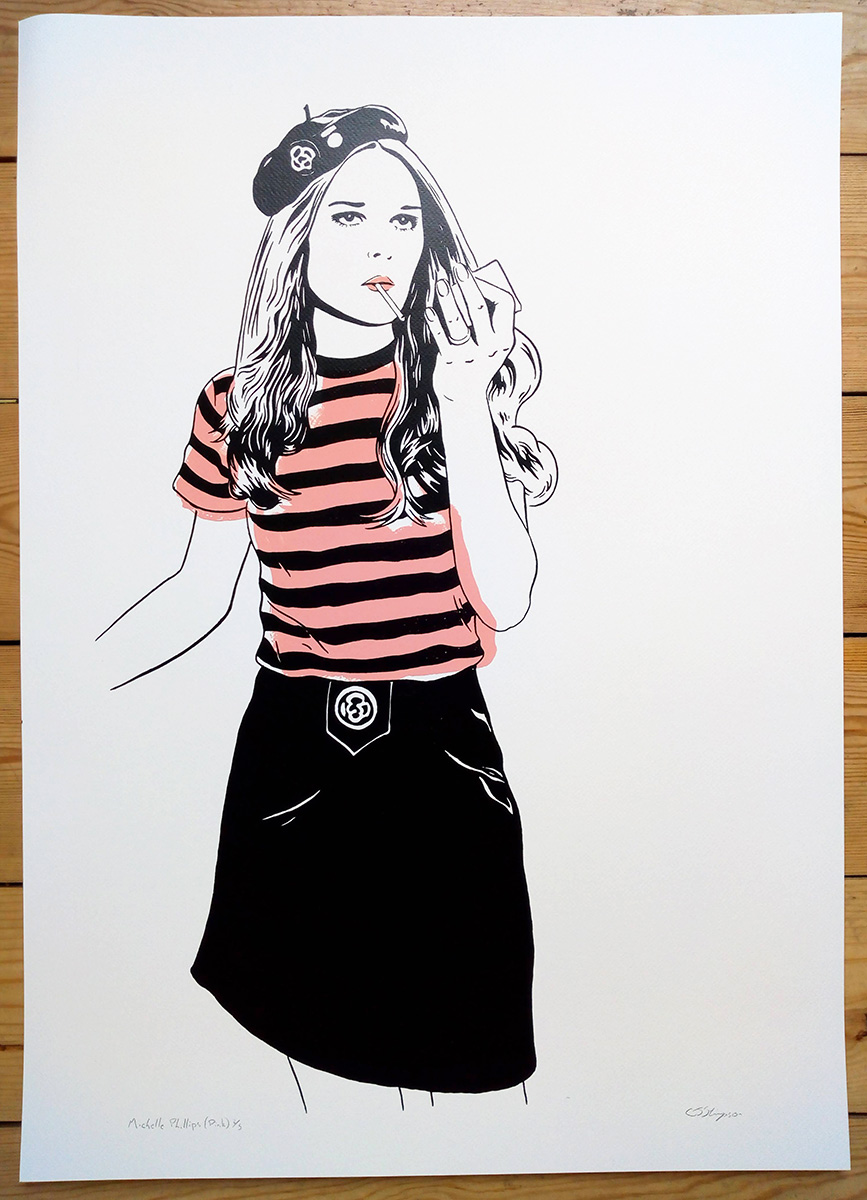 ''Michelle Phillips (Pink)'' limited edition screenprint by Carl Stimpson