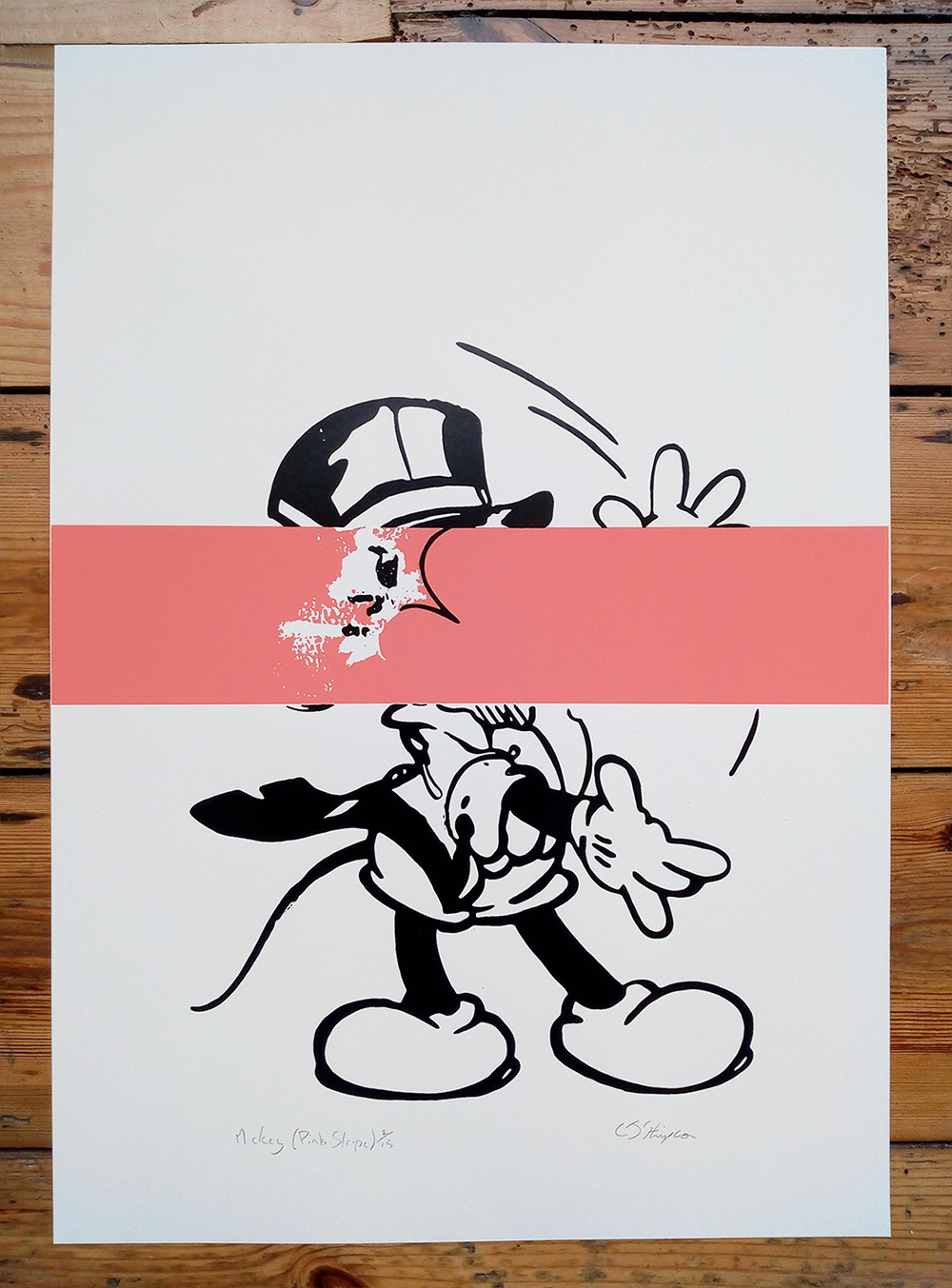 ''Mickey (Pink Stripe)'' limited edition screenprint by Carl Stimpson