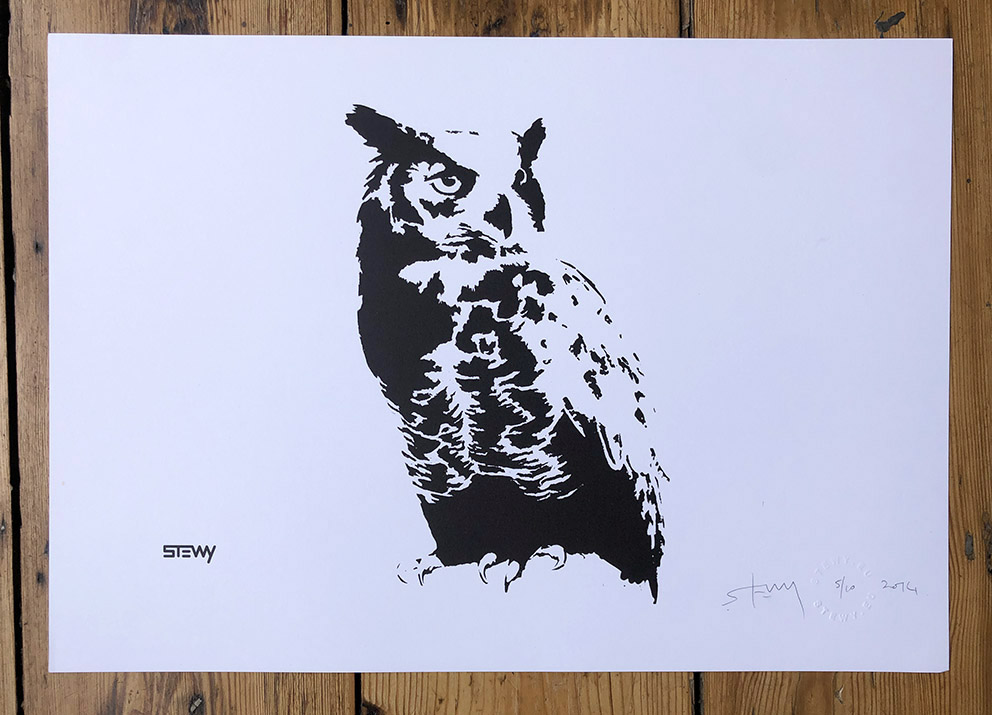 ''Owl'' limited edition print by Stewy