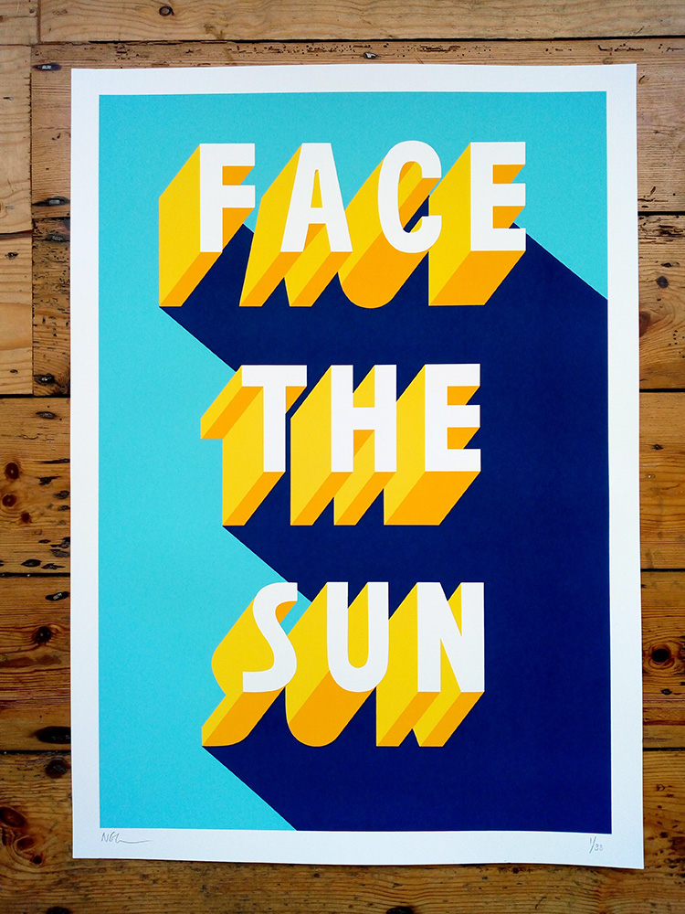 ''Face The Sun'' limited edition screenprint by Survival Techniques